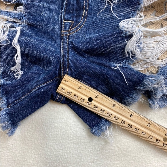 American Eagle Women’s Shorts Hi-Rise Festival Denim Jean Shortie Holes Crochet - Picture 5 of 11